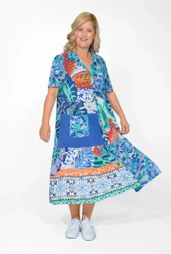 Orientique Edith Organic Cotton Collar Dress in- Short Sleeved Dresses | Organic Cotton Clothing