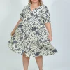 One Summer Eloise Puff Sleeve Button Up Dress in- Knee Length Dresses | Sleeved Dress
