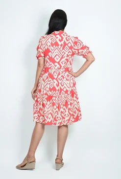 One Summer Eloise Puff Sleeve Button Up Dress in- Knee Length Dresses | Short Sleeved Dresses