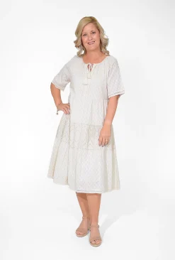 Orientique Emma Organic Cotton Short Sleeve Dress in- Knee Length Dresses | Organic Cotton Clothing