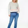 Orientique Erin Stripe Reversible Jumper in Grey Multi- Cotton Tops | Cardigans & Jumpers