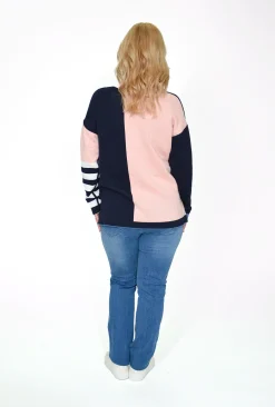 Orientique Erin Stripe Reversible Jumper in Grey Multi- Cotton Tops | Cardigans & Jumpers