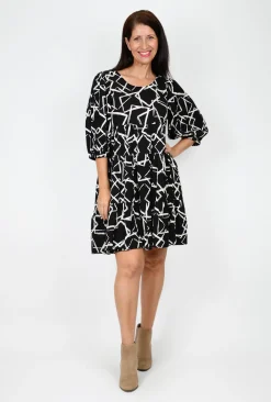 Fira Esme 3/4 sleeve Short Smock Dress- Above Knee Dresses | Short Sleeved Dresses