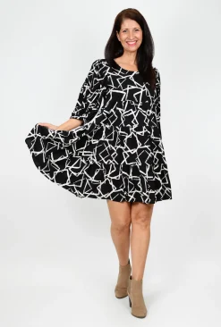 Fira Esme 3/4 sleeve Short Smock Dress- Above Knee Dresses | Short Sleeved Dresses