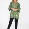 Escape Esme Frill Sleeve Top in Olive Green- 3/4 Sleeve Tops