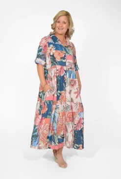 Orientique Francesca Organic Cotton Collar Dress in- Long Sleeved Dresses | Organic Cotton Clothing