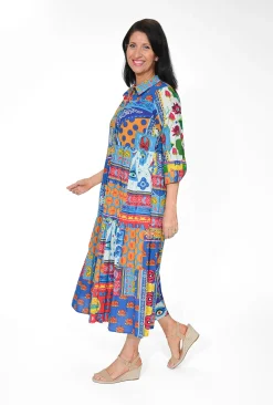 Orientique Francesca Organic Cotton Collar Dress in- Long Sleeved Dresses | Organic Cotton Clothing