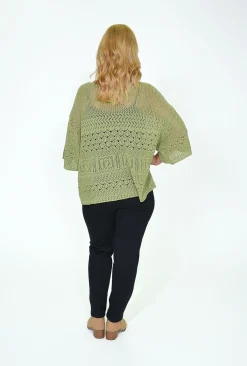 Charlotte The Label Freya Short Sleeve Knit in Sage Green- Knitwear Tops | Short Sleeve Tops