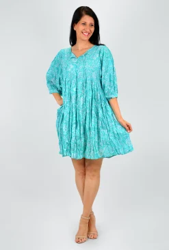 One Summer Genevieve Cotton Dress in- Long Sleeved Dresses | Above Knee Dresses