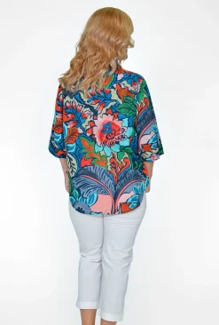 Orientique Giselle Organic Cotton Shirt in Navy Mix- Organic Cotton Clothing