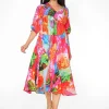 Orientique Glynis Rayon Short Sleeve Midi Dress in- Long Sleeved Dresses | Midi Dresses