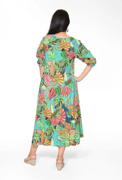 Orientique Glynis Rayon Short Sleeve Midi Dress in- Short Sleeved Dresses | Maxi Dresses