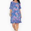 One Summer Harley Rayon Short Sleeve Dress in- Knee Length Dresses | Midi Dresses