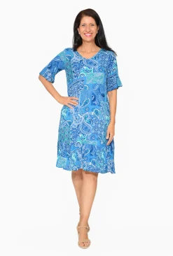 One Summer Harley Rayon Short Sleeve Dress in- Short Sleeved Dresses | Knee Length Dresses