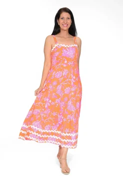 Escape Harriet Cotton Sleeveless Maxi Dress in Orange- Cotton Dresses | Sleeveless Dresses