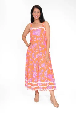 Escape Harriet Cotton Sleeveless Maxi Dress in Orange- Cotton Dresses | Sleeveless Dresses