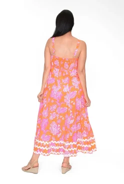 Escape Harriet Cotton Sleeveless Maxi Dress in Orange- Cotton Dresses | Sleeveless Dresses