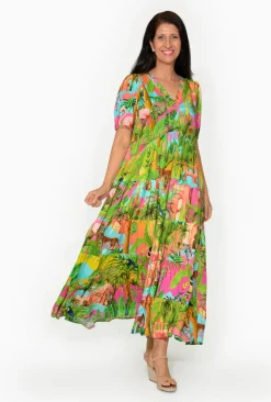 Escape Isha Rayon Peak Maxi Dress in- Maxi Dresses | Long Dresses