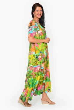 Escape Isha Rayon Peak Maxi Dress in- Maxi Dresses | Long Dresses