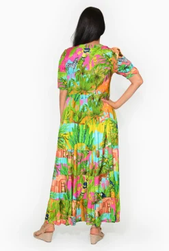 Escape Isha Rayon Peak Maxi Dress in- Maxi Dresses | Long Dresses