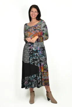 Orientique Izzy Long Sleeve Maxi Dress in Grey- Long Sleeved Dresses | Cotton Dresses