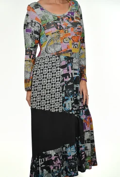 Orientique Izzy Long Sleeve Maxi Dress in Grey- Long Sleeved Dresses | Cotton Dresses