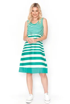 One Summer Jane Swing Dress in Jade- Knee Length Dresses | Sleeveless Dresses