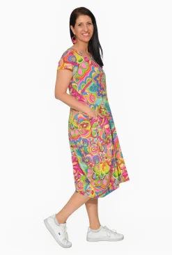 Orientique Jillian Cotton Short Sleeve Bubble Dress in- Short Sleeved Dresses | Cotton Dresses