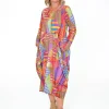 Orientique Jillian Long Sleeve Bubble Midi Dress in Abstract- Long Sleeved Dresses | Organic Cotton Clothing