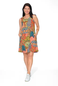 Orientique Joy Organic Cotton Shift Dress in- Cotton Dresses | Above Knee Dresses