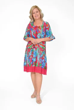 One Summer Julia Cotton Boho Tunic Dress in- Long Sleeved Dresses | Knee Length Dresses