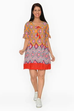 One Summer Julia Cotton Boho Tunic Dress in- Knee Length Dresses | Above Knee Dresses