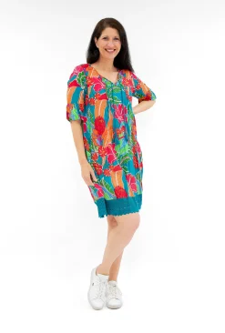 One Summer Julia Cotton Boho Tunic Dress in- Short Sleeved Dresses | Cotton Dresses