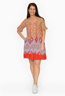 One Summer Julia Cotton Boho Tunic Dress in- Knee Length Dresses | Above Knee Dresses