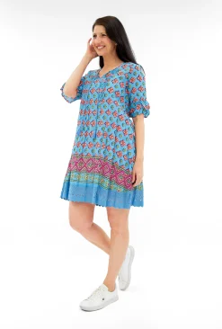 One Summer Julia Cotton Boho Tunic Dress in- Short Sleeved Dresses | Cotton Dresses
