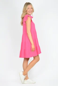 Sass Kayla Flutter Sleeve Cheesecloth Dress in- Above Knee Dresses | Sleeveless Dresses