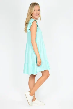 Sass Kayla Flutter Sleeve Cheesecloth Dress in- Above Knee Dresses | Sleeveless Dresses