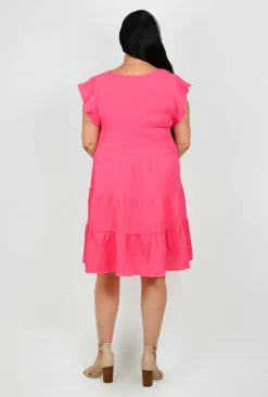 Sass Kayla Flutter Sleeve Cheesecloth Dress in- Above Knee Dresses | Sleeveless Dresses