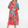 Orientique Kelsey Midi Peak Dress in- Long Sleeved Dresses | Organic Cotton Clothing