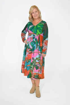 Orientique Kelsey Midi Peak Dress in- Long Sleeved Dresses | Organic Cotton Clothing