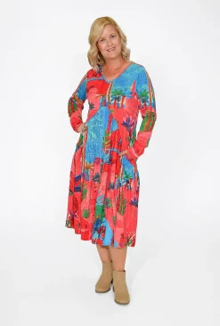 Orientique Kelsey Midi Peak Dress in- Long Sleeved Dresses | Organic Cotton Clothing