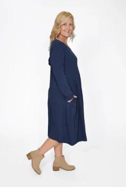 Orientique Kelsey Midi Peak Dress in- Long Sleeved Dresses | Organic Cotton Clothing