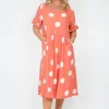 One Summer Kimmy Spot Smock Pocket Midi Dress in- Cotton Dresses | Organic Cotton Clothing