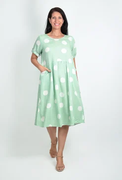 One Summer Kimmy Spot Smock Pocket Midi Dress in- Knee Length Dresses | Midi Dresses