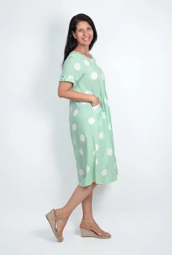 One Summer Kimmy Spot Smock Pocket Midi Dress in- Knee Length Dresses | Midi Dresses