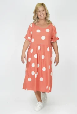 One Summer Kimmy Spot Smock Pocket Midi Dress in- Cotton Dresses | Organic Cotton Clothing