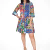 Orientique Lacey Organic Cotton Frill Sleeve Dress in- Long Sleeved Dresses | Cotton Dresses
