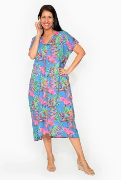 One Summer Leah Cotton Short Sleeve Kaftan in- Short Sleeved Dresses | Cotton Dresses