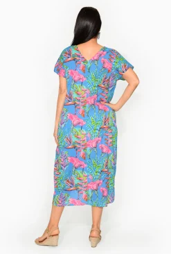 One Summer Leah Cotton Short Sleeve Kaftan in- Short Sleeved Dresses | Cotton Dresses