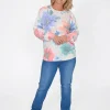 Cali&Co Leticia Floral Long Sleeve Knit in- Cardigans & Jumpers | Knitwear Tops